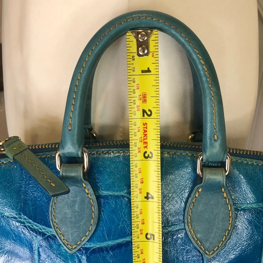 DOONEY BOURKE Electric Blue Croc Embossed Leather Top Handle Crossbody Bag
